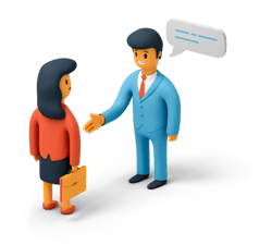 3d-flame-business-man-holds-out-his-hand-for-greeting-business-woman